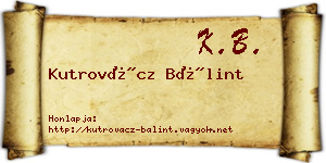 Kutrovácz Bálint névjegykártya